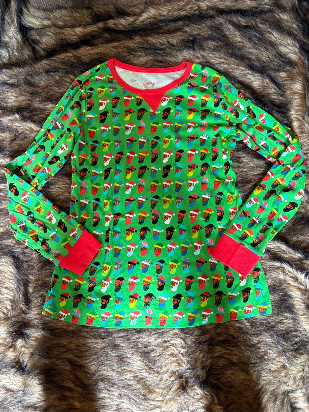 Wondershop Christmas Multi Print Santa PJ Top Women's Size Medium